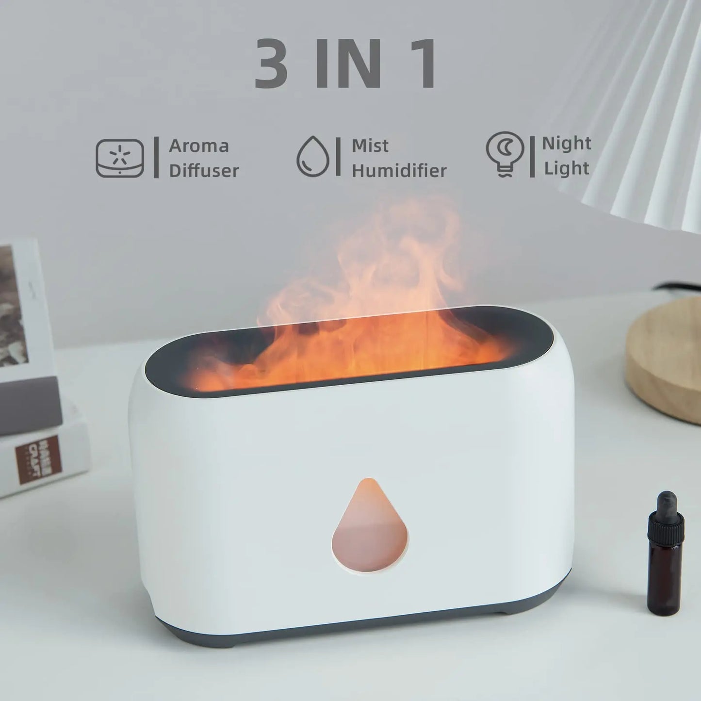 Hot Sale 3D Flame USB Remote Control Electric Aroma Diffuser Decorative Cool Mist Humidifier for Desktop Bedroom