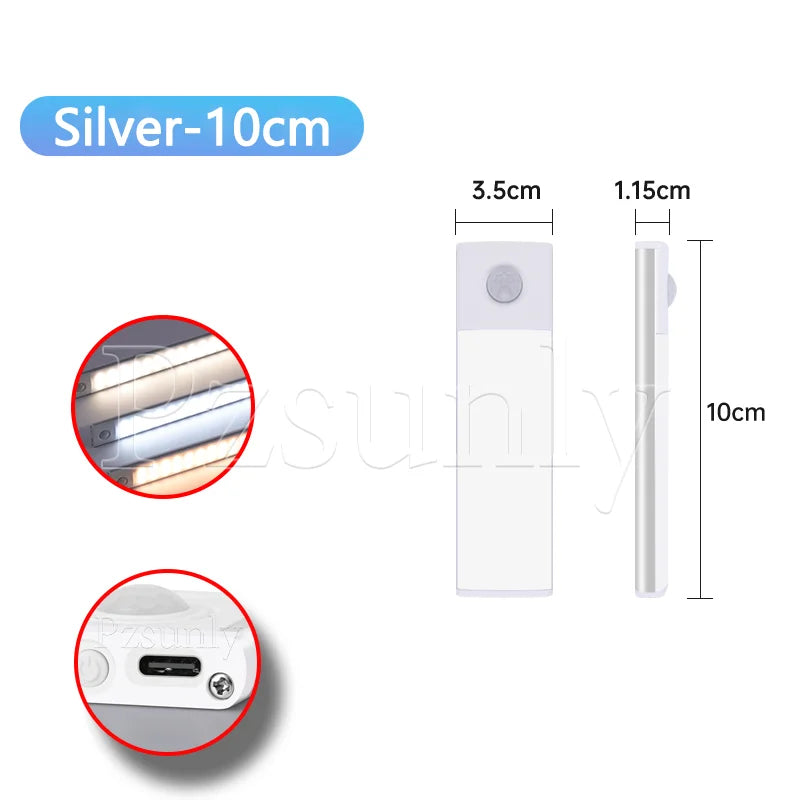 Night light LED Cabinet Light USB Rechargeable Motion Sensor Light Suitable For Kitchen Wardrobe Cabinet Lighting 30cm/40cm/50cm