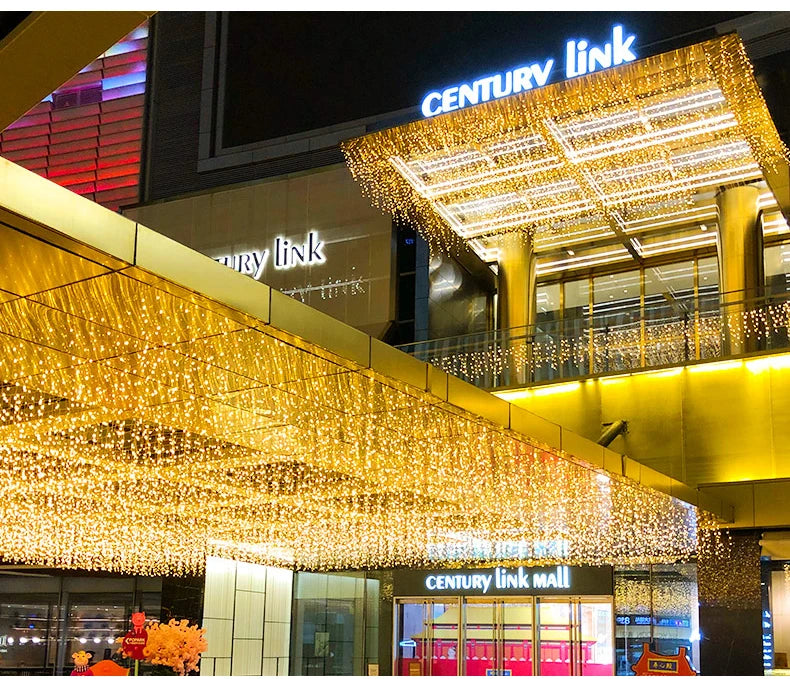 5M Christmas Light Outdoor Drop 0.4-0.6m LED Garland Curtain Icicle String light Garden Eaves Wedding Party Decoration 110V 220V