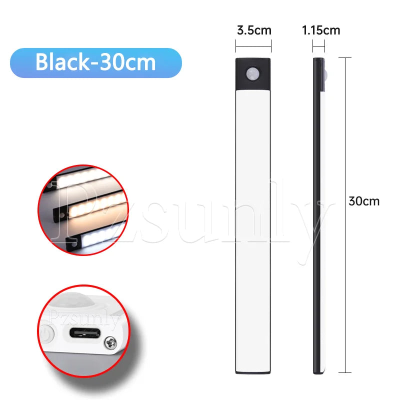 Night light LED Cabinet Light USB Rechargeable Motion Sensor Light Suitable For Kitchen Wardrobe Cabinet Lighting 30cm/40cm/50cm